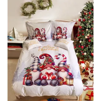 Povlečení 3D Bavlněné povlečení TRIO GNOMES bílé + povlak na polštářek 40x50 cm zdarma Rozměr povlečení: 70 x 90 cm | 140 x 200 cm, 140x200 + 70x90, mikrovlákno, 135 g/m2
