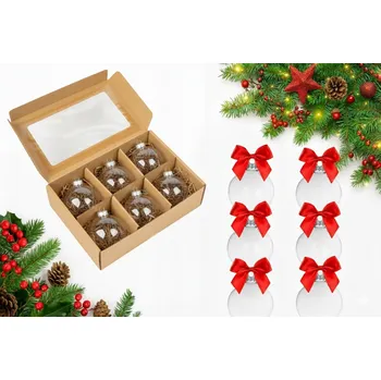 Vánoční dekorace Průhledná Vánoční Koule vánoční koule 8 cm 6 ks