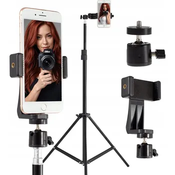 Stativ Stativ tripod + držák na telefon/fotoaparát + hlava + EXTRA VYSOKÝ MAX 210 CM XXL