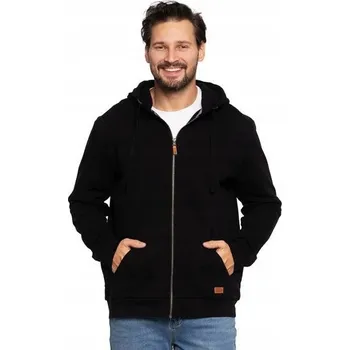 Pánská mikina ZATEPLENÁ MIKINA PÁNSKÁ NA ZIP S KAPUCÍ MORAJ ČERNÁ 3XL