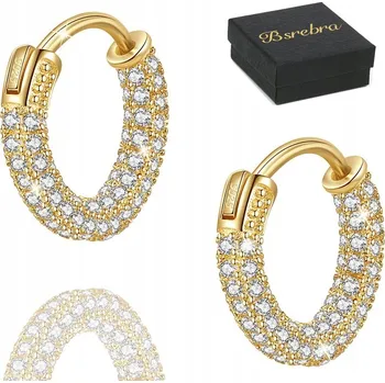 Náušnice Zlaté stříbrné náušnice RYZOST 925 Kruhy se Zirkony STŘÍBRO KOLEČKA Dámské