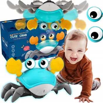 Hračka pro nejmenší GALAXIA KRAB CHODÍCÍ Utíkající Lezoucí Hračka Interaktivní VÝUKA LEZENÍ