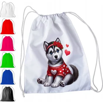 Obraz BÍLÝ SÁČEK DO ŠKOLKY, ŠKOLY, NA TV - PSI HUSKY ŠTĚNĚ