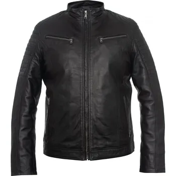 Pánská větrovka MAX Pánská kožená bunda 8066 černá