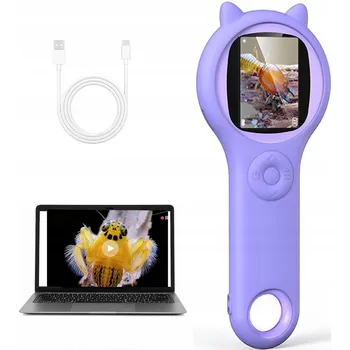 MINI MIKROSKOP PRO DĚTI 200X VĚDECKÁ HRAČKA PŘENOSNÝ RUČNÍ 8LED USB