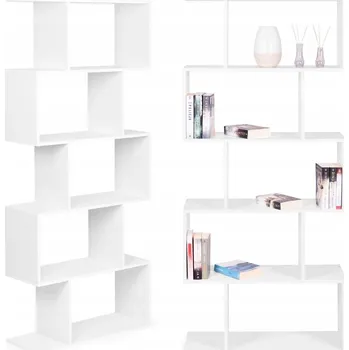 Knihovna Moderní regál do obývacího pokoje mřížka 5 polic na knihy bílý