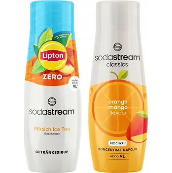 Sirup pro výrobník sody 2x Sirup SodaStream Lipton Ice Tea Peach Zero Bez cukru + Pomeranč Mango