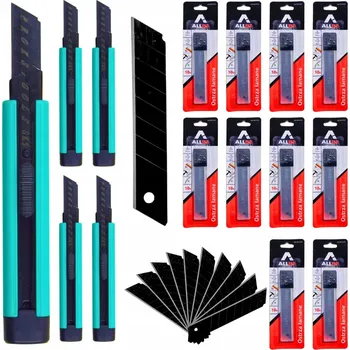 Pracovní nůž 5X NŮŽ NŮŽ S LAMACÍ ČEPELÍ 18mm NA TAPETY + 115X NÁHRADNÍ ČEPELE