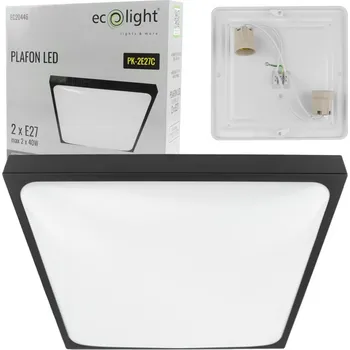 Stropní Svítidlo svítidlo černé čtvercové 30 cm pro 2 žárovky E27 40W Ecolight