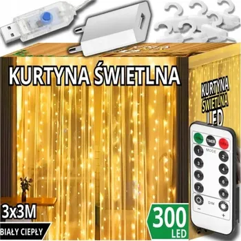 Vánoce VÁNOČNÍ SVĚTELNÝ ZÁVĚS NA OKNO 300 LED 3X 3M REŽIMY SVÍCENÍ