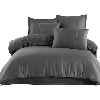 Povlečení Povlečení bavlněné 220x200 satén s krajkou šedé