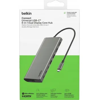 USB hub Belkin USB-C Hub 8v1 s podporou dvou monitorů