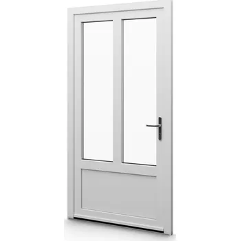 Vchodové dveře ALUPLAST Plastové jednokřídlové hlavní vchodové dveře ořech/bílé 13 Otvírání: Levé, Šířka v cm: 85, Výška v cm: 200