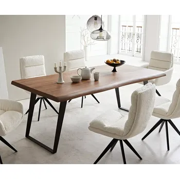 Jídelní stůl DELIFE Jídelní stůl Edge 200x100 XL akácie hnědá kov šikmý Live-Edge