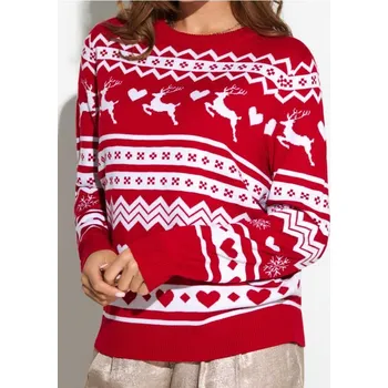 Dámský svetr Sinsay - Vánoční svetr s soby - červená - 353FJ-33X - 353FJ-33X-XXS