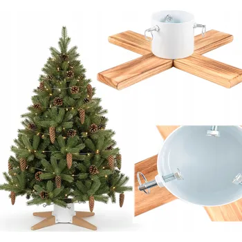 Stojánek na vánoční stromek STOJAN POD VÁNOČNÍ STROMEK DŘEVĚNÝ KOVOVÝ BÍLÝ PRO STROMKY DO 2,3M COIL