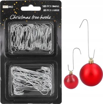 Vánoční dekorace Háčky na ozdoby, vánoční baňky, kovové stříbrné, 150 ks