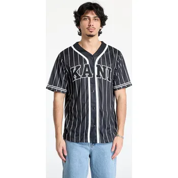 Pánská košile Košile Karl Kani Serif Pinstripe Baseball Shirt Black/ White XL