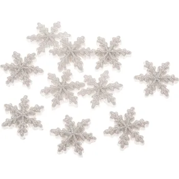 Vánoční dekorace Sada vánočních ozdob Sněhová vločka, 12 ks, polyresin, stříbrná