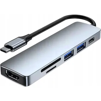 Dokovací stanice Tradebit HUB Adapter USB-C 4K 30HZ SD PD 60W