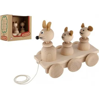 Dřevěná hračka Miva Tři myšky - tahací dřevěná hračka - 22 cm