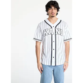 Pánská košile Košile Karl Kani Serif Pinstripe Baseball Shirt White/ Black S