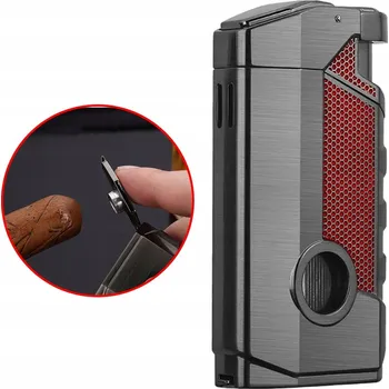 Zapalovač ZAPALOVAČ TŘI PLAMENY ODOLNÝ PROTI VĚTRU PRO DOUTNÍKY S DĚROVAČKOU