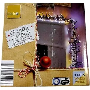 Vánoční dekorace 400 LED světelný řetěz bílý teplý a studený ČASOVAČ 6,7 m