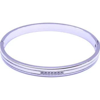 Náramek Jan Kos jewellery Náramek z oceli s bílým zirkonem STA-4607/