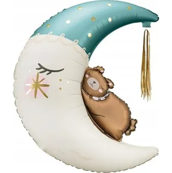 Balónek Fóliový balónek Party Deco Měsíc modrý 96 cm s potiskem baby shower