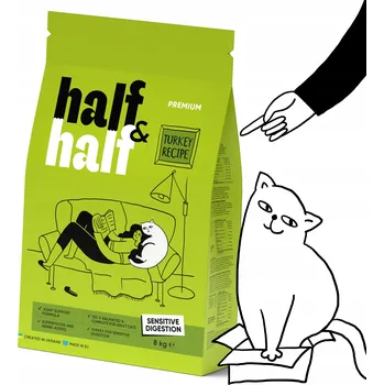 Krmivo pro kočku Half&Half Premium Suché krmivo pro kočky Sensitive krůta 8 kg