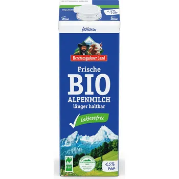 Mléko BIO čerstvé alpské mléko polotučné bez laktózy - BGL, 1 l