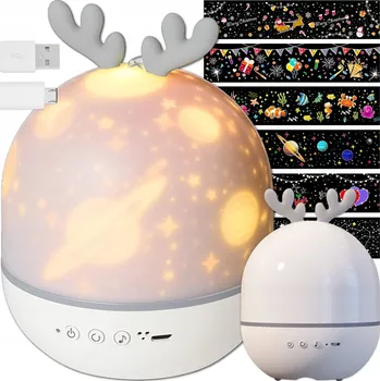 Noční světlo PROJEKTOR NOČNÍ OBLOHY PROJEKTOR OTOČNÝ KRÁLÍK NOČNÍ LAMPA PRO DÍTĚ + VLOŽKY