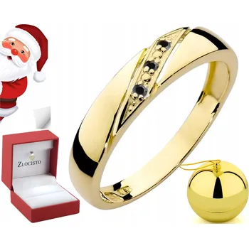 Prsten ŽLUTÝ ZLATÝ PRSTEN S ČERNÝMI PRSTÝNEK 585 DÁREK GRAVÍROVÁNÍ DÁREK