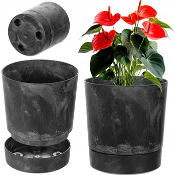 Květináč Šedý plast Květináč Kadax 34,5 cm x 34,5 x 37 cm