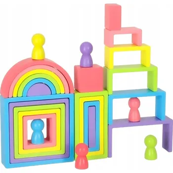 Dřevěná hračka Dřevěné vzdělávací Stavebnice duhové puzzle montessori puzzle duhové barvy