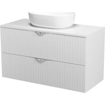 Koupelnový nábytek CERSANIT 3D Nábytkový set Cersanit Tirso 100, skříňka 100 pod desku bílá matná, deska 100 horní bílá matná, umyvadlo Moduo 50 na desku oválné bílé, výpust umyvadlová bílá S1015-014;S1015-019;K116-049;K99-0391