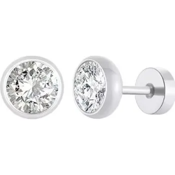 Módní doplněk Troli Slušivé ocelové náušnice s krystalem + 2 měsíce na vrácení zboží