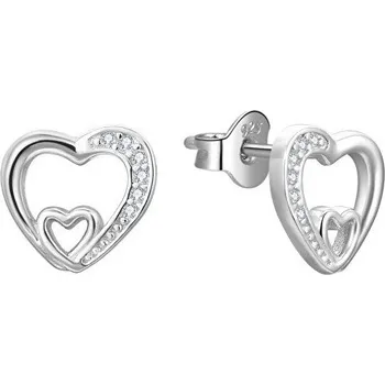 Náušnice Beneto Roztomilé náušnice ve tvaru srdce se zirkony AGUP3292