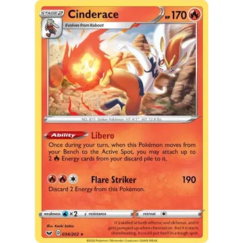 Karetní hra Cinderace 034/202 - Sword & Shield Typ karty: Reverse Holo