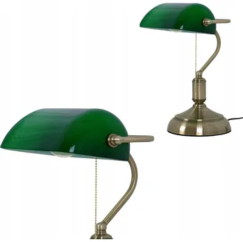 Lampička Stolní lampa Kaja zelená zlatá 36 cm E27 industriální vintage