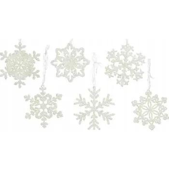 Vánoční dekorace Plastová ozdoba s brokátovými sněhové vločky na vánoční stromeček