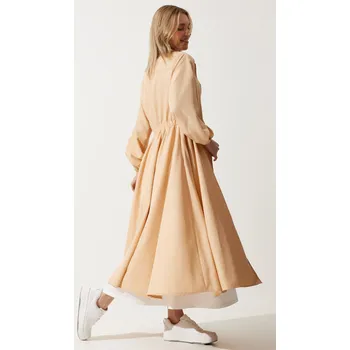 Cizojazyčná kniha Happiness İstanbul Women's Cream Zipper Seasonal Woven Dress Trench Coat Happiness İstanbul krémová 2736416