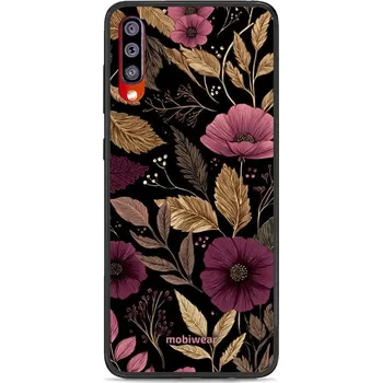 Pouzdro na mobilní telefon Lesklý kryt Mobiwear Glossy - Samsung Galaxy A70 - G170G Fialová kvítka (Prémiové lesklé pouzdro, obal, kryt Mobiwear Glossy na mobil Samsung Galaxy A70 - G170G Fialová kvítka, materiál Plast + TPU silikon - krytí po všech stranách, neošoupatelný potisk,)