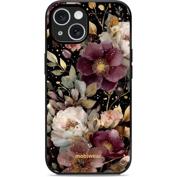 Lesklý kryt Mobiwear Glossy - Apple iPhone 15 - G169G Zlatavé kvítky (Prémiové lesklé pouzdro, obal, kryt Mobiwear Glossy na mobil Apple iPhone 15 - G169G Zlatavé kvítky, materiál Plast + TPU silikon - krytí po všech stranách, neošoupatelný potisk, tenké)