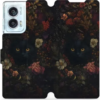 Pouzdro na mobilní telefon Flipové pouzdro Mobiwear - Motorola Edge 50 Fusion - V161S Temné kočky (Knížkové flip pouzdro, obal, kryt na mobil Motorola Edge 50 Fusion - V161S Temné kočky, materiál Umělá kůže + TPU - ochrana 360°, stojánek, silikonová vanička, magnetické zavírání)