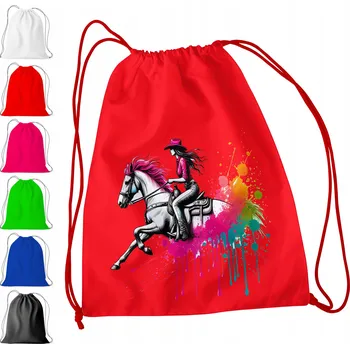 Obraz ČERVENÝ SÁČEK DO ŠKOLKY, ŠKOLY, NA TV - JÍZDA NA KONI KONĚ