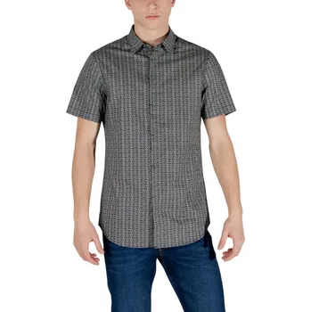 Pánské oblečení Armani Exchange pánská košile s krátkým rukávem Armani černá | šedá 3493715