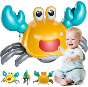 Hračka pro nejmenší PEŁZAJĄCY KRAB CHODZĄCY, UNIKAJÍCÍ INTERAKTIVNÍ AKUMULÁTOR, ZVUK SVĚTLA