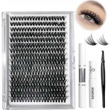 Umělé řasy 320 KUSŮ PREMIUM DIY SADA UMĚLÝCH ŘAS CLUSTER ŘASY LEPIDLO 10-16MM